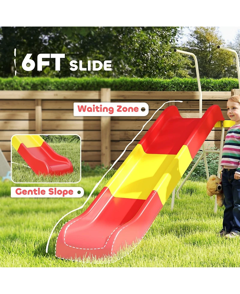 Qaba 6ft Slide for Kids, Metal Freesding Playground Equipment,