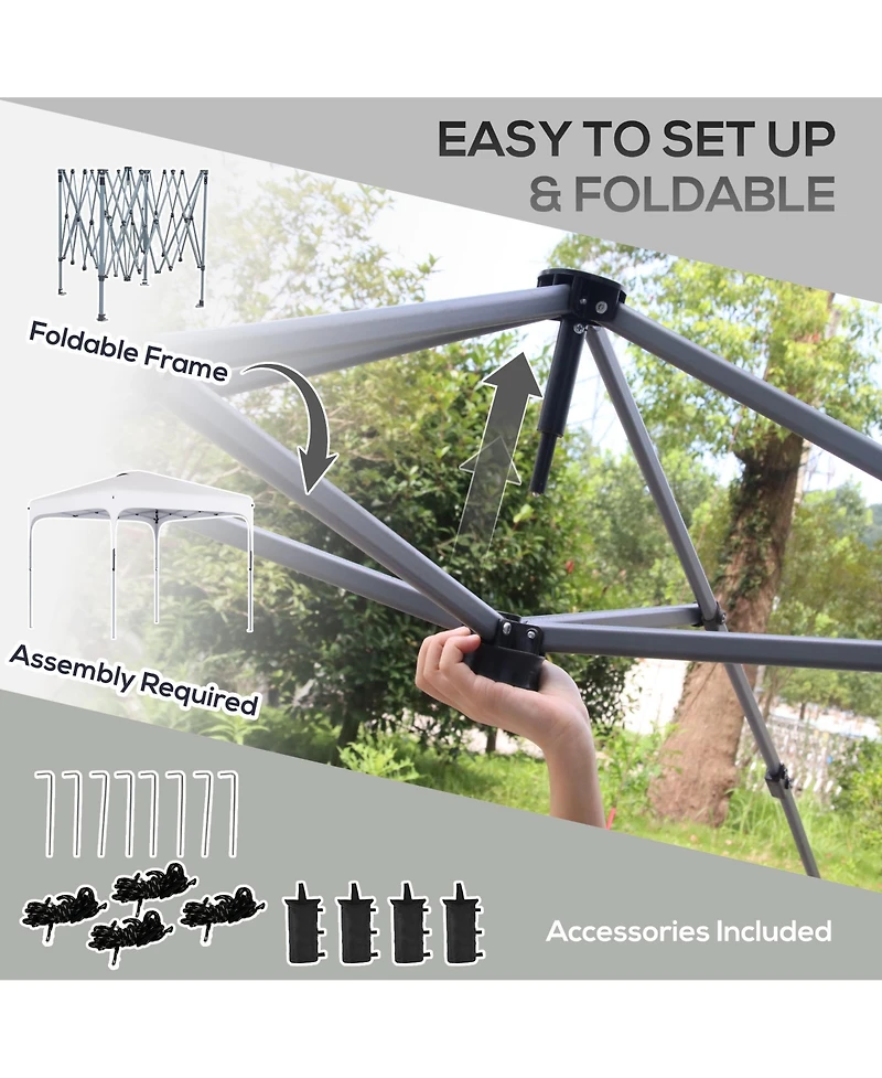 Outsunny Pop Up Gazebo Foldable w/ Wheeled Carry Bag & 4 Weight Bags,