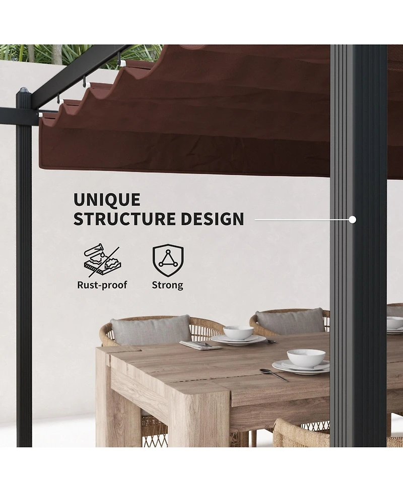 Outsunny 13' x Aluminum Pergola with Retractable Canopy,