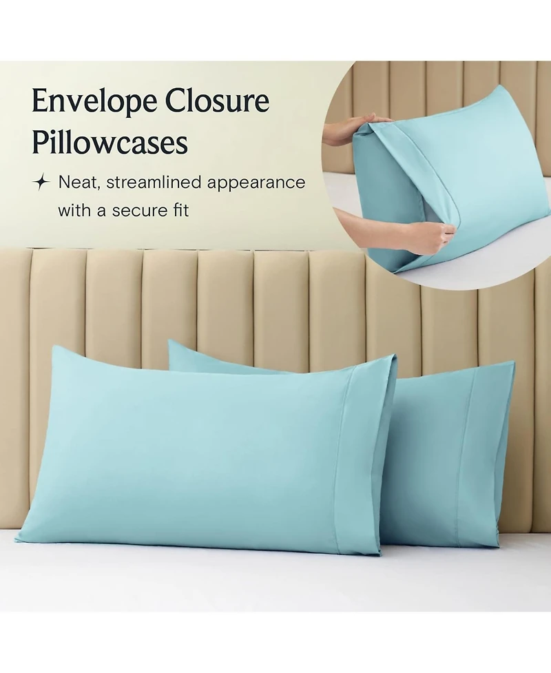 King 2PC Ultra Soft Silky Solid Performance Pillowcase Set