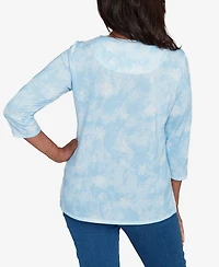Alfred Dunner Women's Classic Holiday Dog Earmuffs Crew Neck Top