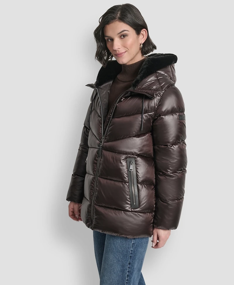 Dkny Women's Shine Hooded Puffer Coat