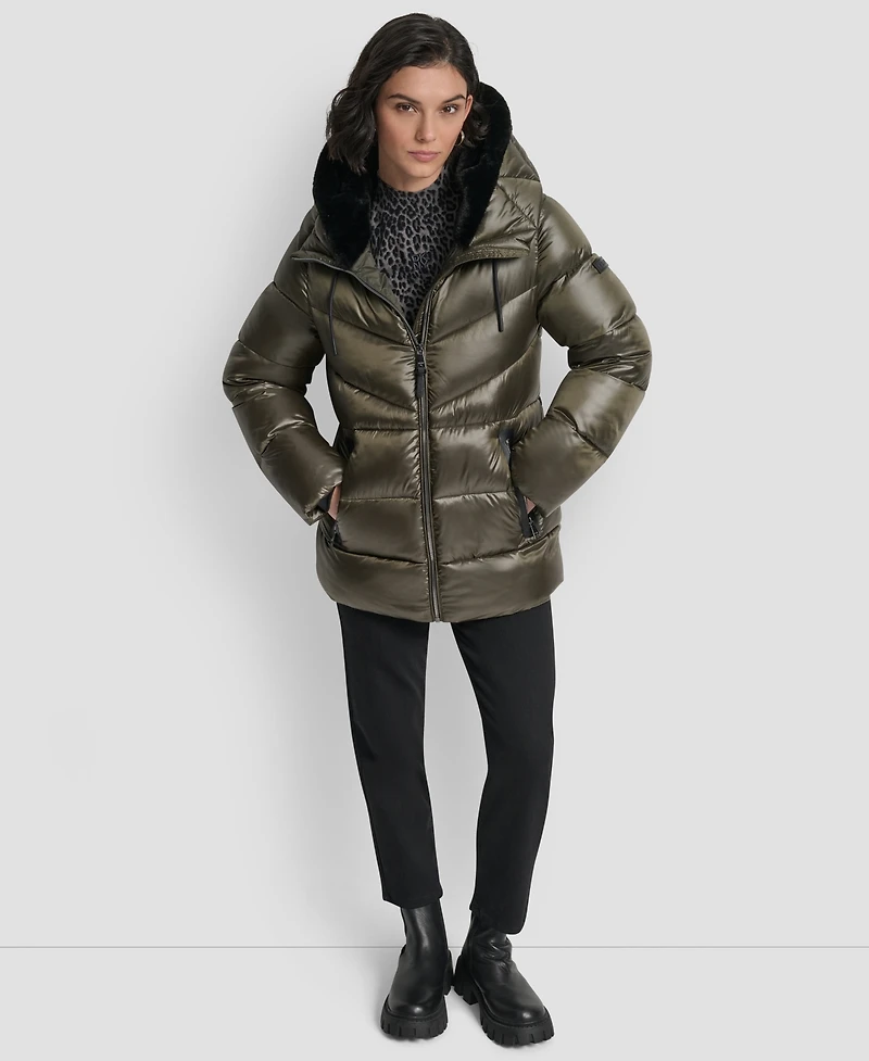 Dkny Women's Shine Hooded Puffer Coat