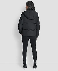 Dkny Women's Shirt Toggle Hooded Puffer Coat