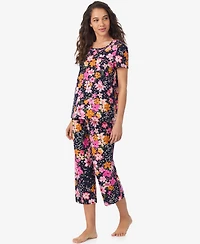 Cuddl Duds Women's Short Sleeve Cropped Pajama Set