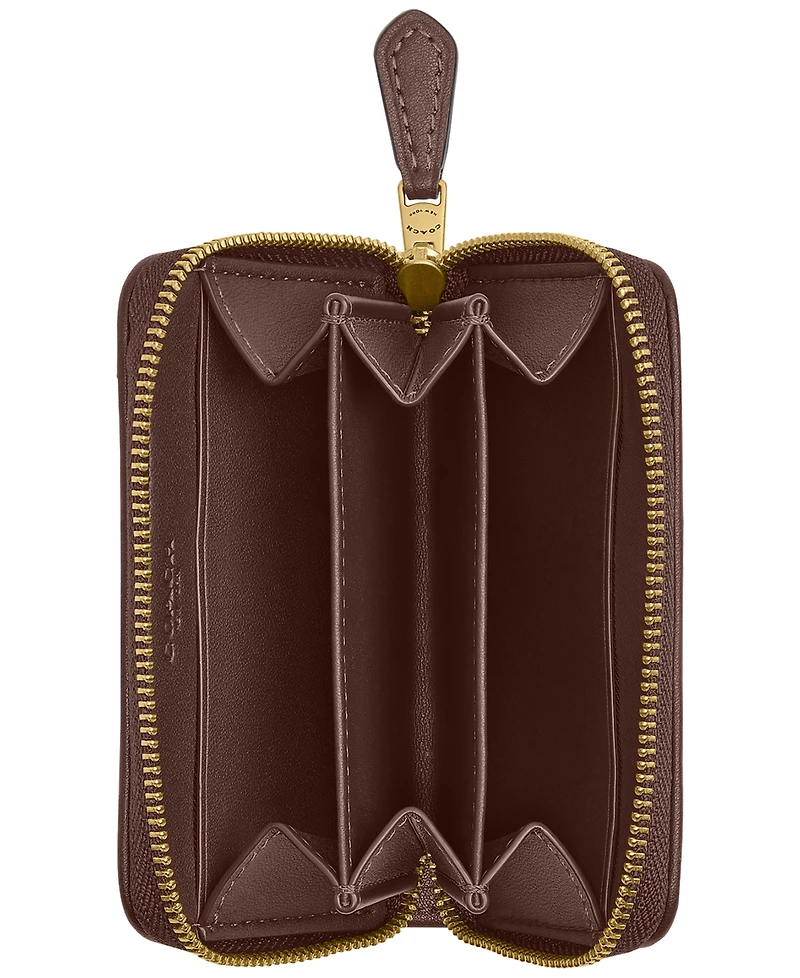 Coach Essential Small Zip Around Card Case Signature Jacquard