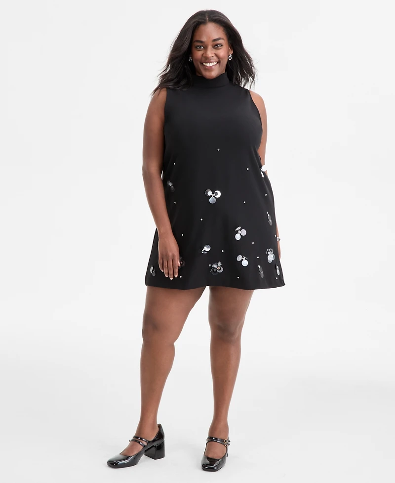 On 34th Trendy Plus Embellished Sleeveless Shift Dress, Macy's Exclusive