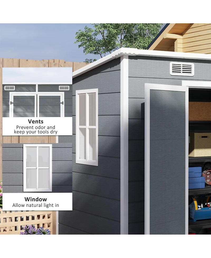 Outsunny 8' x 4' Outdoor Storage Shed, Resin Shed with Floor,