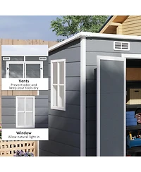 Outsunny 8' x 4' Outdoor Storage Shed, Resin Shed with Floor,