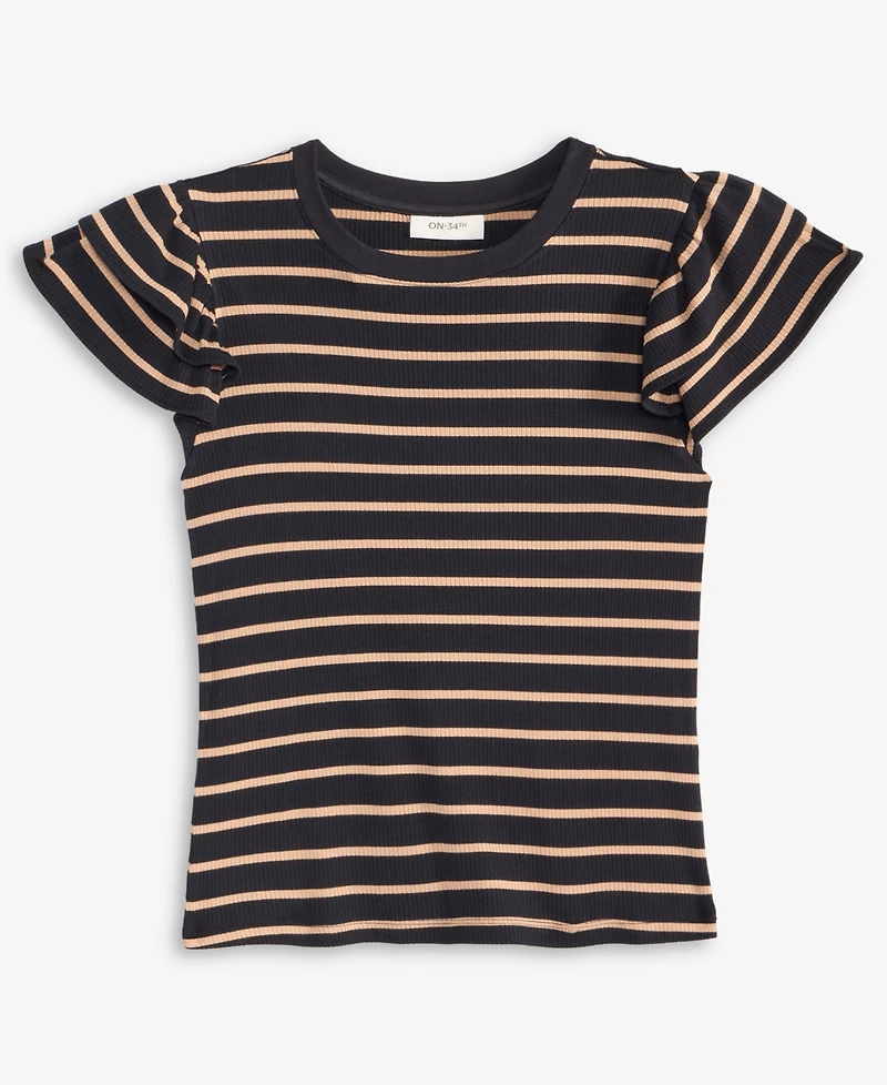 On 34th Women's Flutter-Sleeve Ribbed Top
