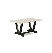 East West Furniture 3 Piece Dining Room Set - 1 Linen White Wood Dining Table and 2 Wood Benches - Stable and Durable Construction