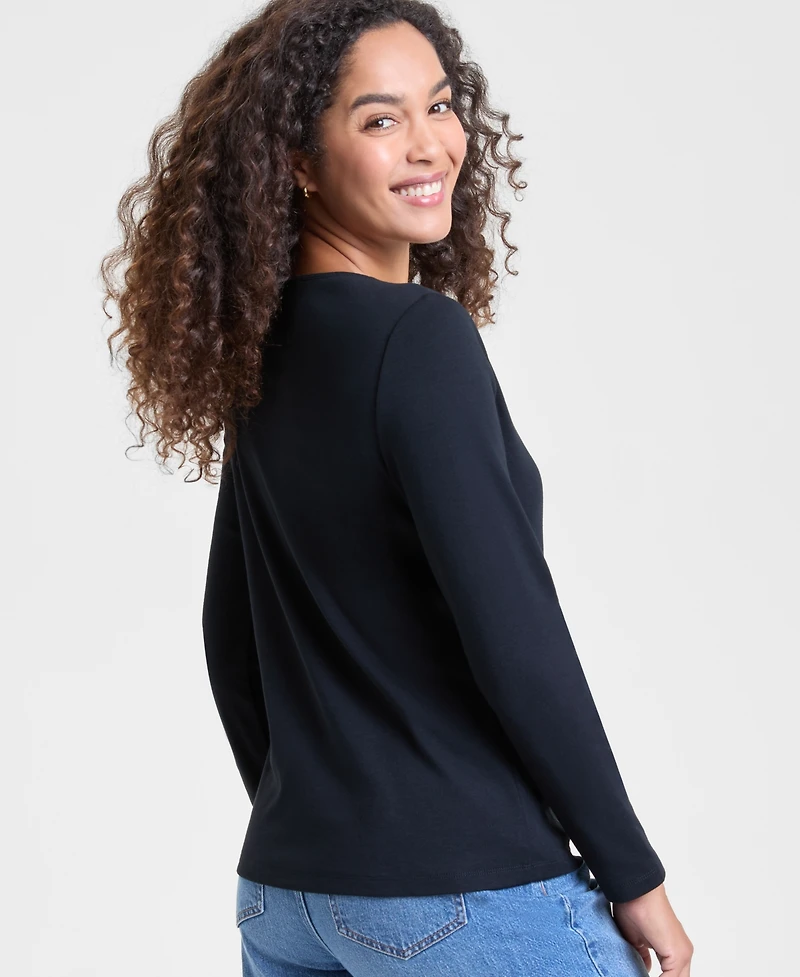 Holiday Lane Petite Fa La La La Long-Sleeve Tee, Macy's Exclusive
