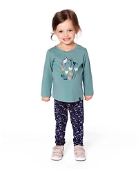 Deux par Girl Cotton T-Shirt Sage with Cat