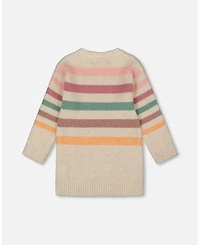 Deux par Girl Knitted Tunic Off-White with Stripes - Toddler|Child