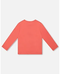Deux par Girl Cotton T-Shirt Coral with Cupcake - Child