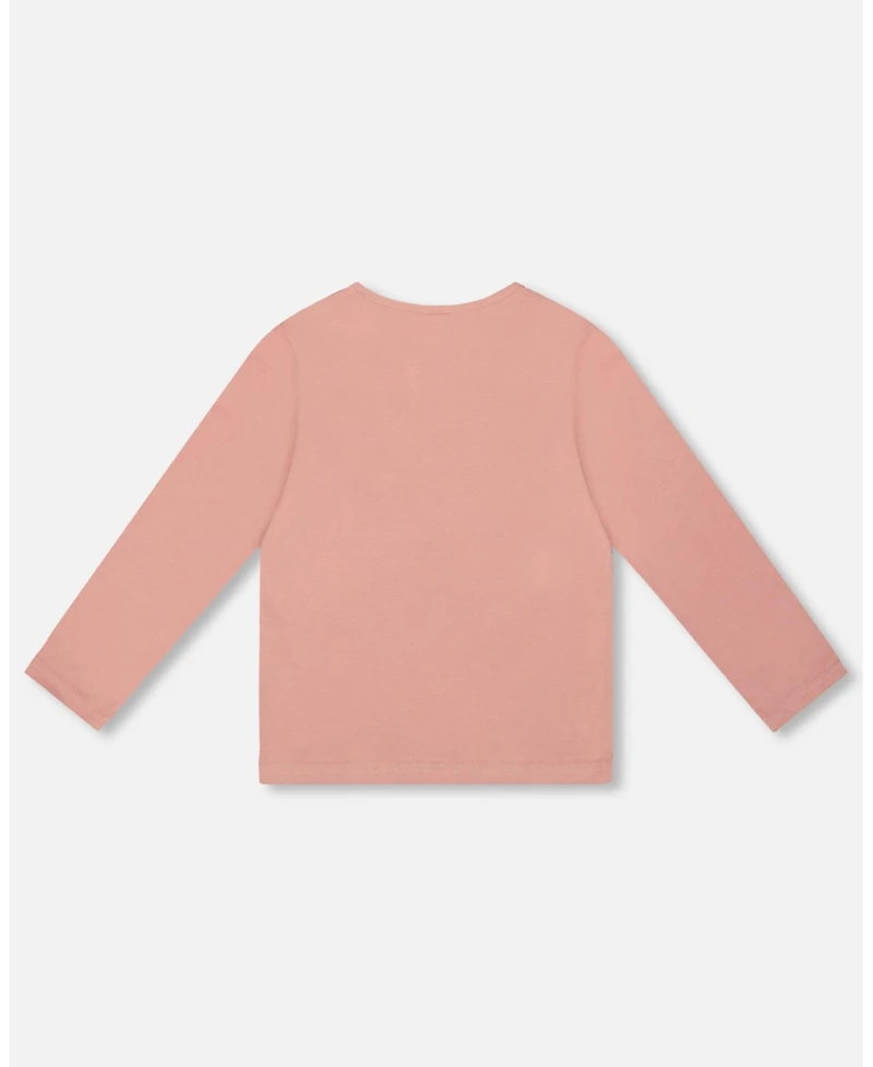 Deux par Big Girls Cotton Long Sleeve T-Shirt Dusty Pink with Sequin Unicorn