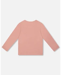 Deux par Big Girls Cotton Long Sleeve T-Shirt Dusty Pink with Sequin Unicorn