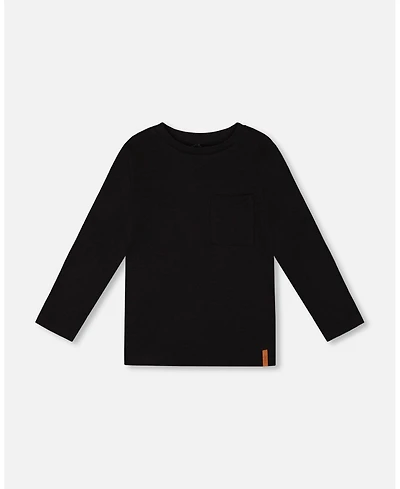 Deux par Boy Cotton Jersey Pocket T-Shirt Black