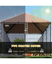 PawHut Dog Kennel Outside with Rotating & Adjustable Height Bowls