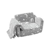 Slickblue Convertible Kids Sofa to Lounger, Glow-in-the-Dark Flip-Out Couch for Bedroom Use