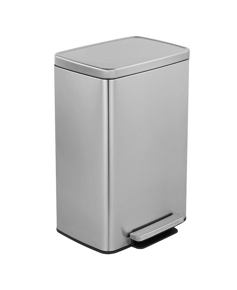 Mega Casa 13 Gal./50 Liter Rectangular Stainless-Steel-Made Matt White Step-on Trash Can for Kitchen