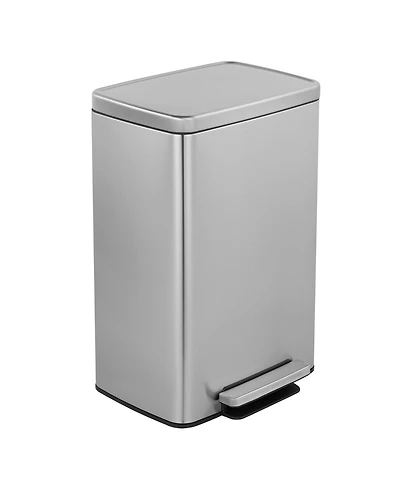 Mega Casa 13 Gal./50 Liter Rectangular Stainless-Steel-Made Matt White Step-on Trash Can for Kitchen