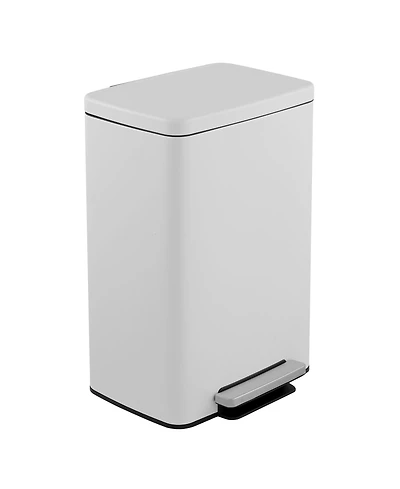 Mega Casa 13 Gal./50 Liter Rectangular Stainless-Steel-Made Matt White Step-on Trash Can for Kitchen
