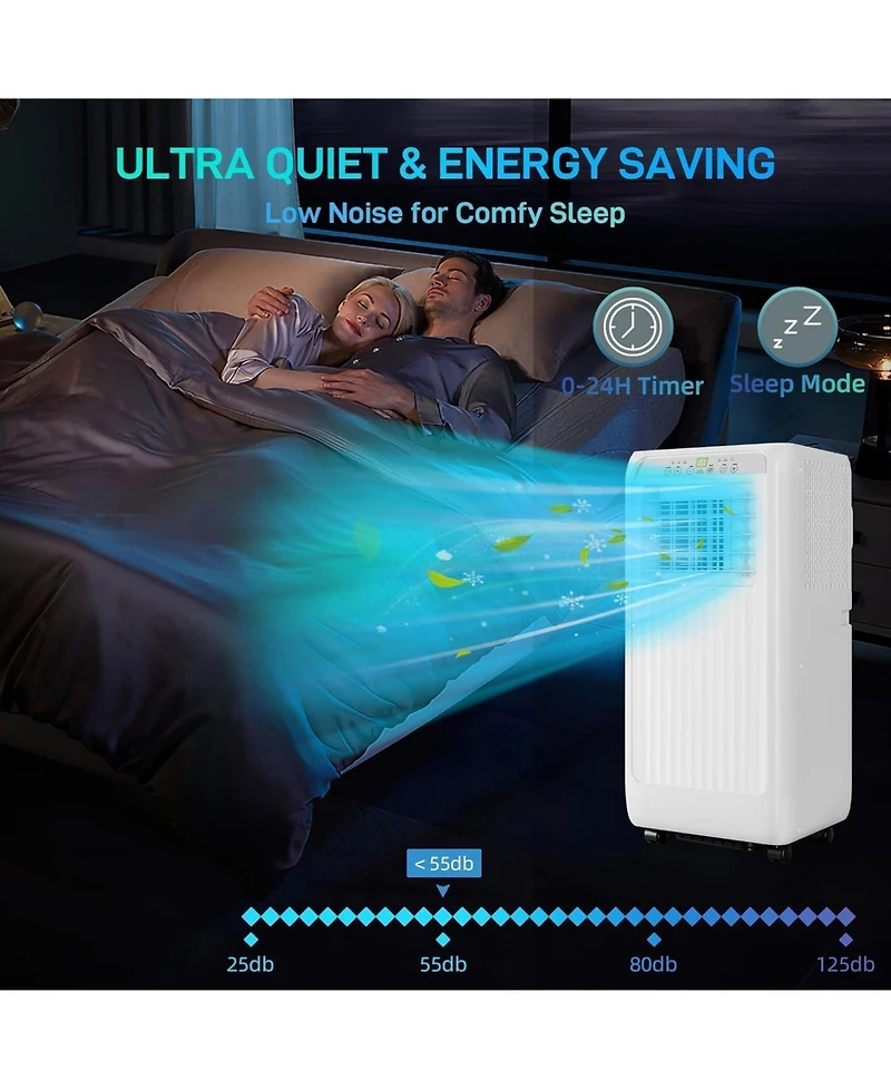 gaomon 10,000 Btu Portable Air Conditioner - 3-in-1 Cooling, Dehumidifier & Fan, Remote Control, 24-Hour Timer, Window Kit Included, White
