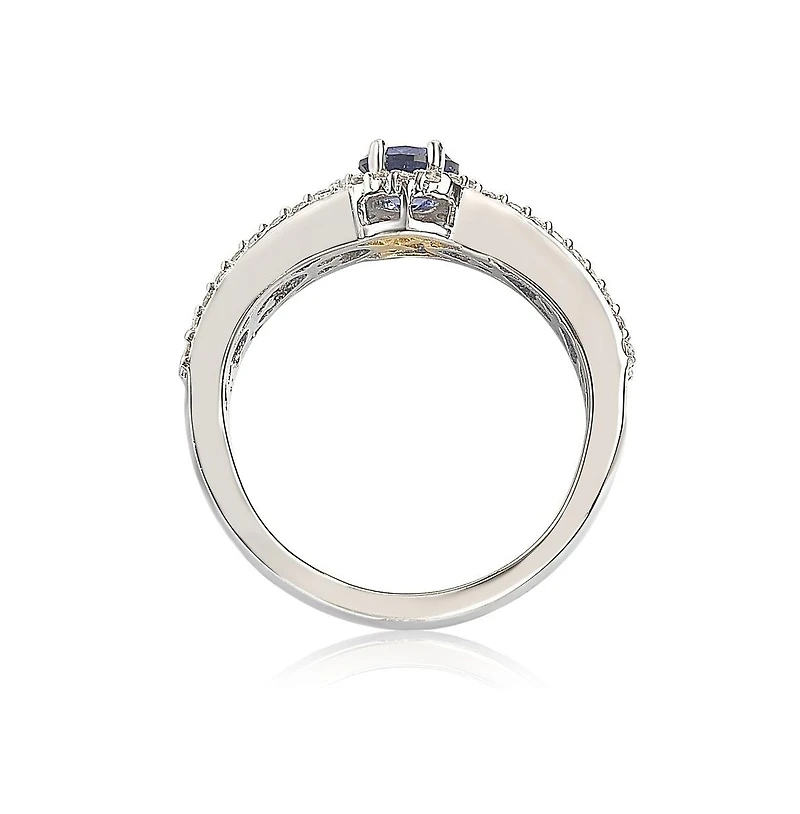 Suzy Levian Sterling Silver Sapphire & Created White Multi Set Bridal Ring