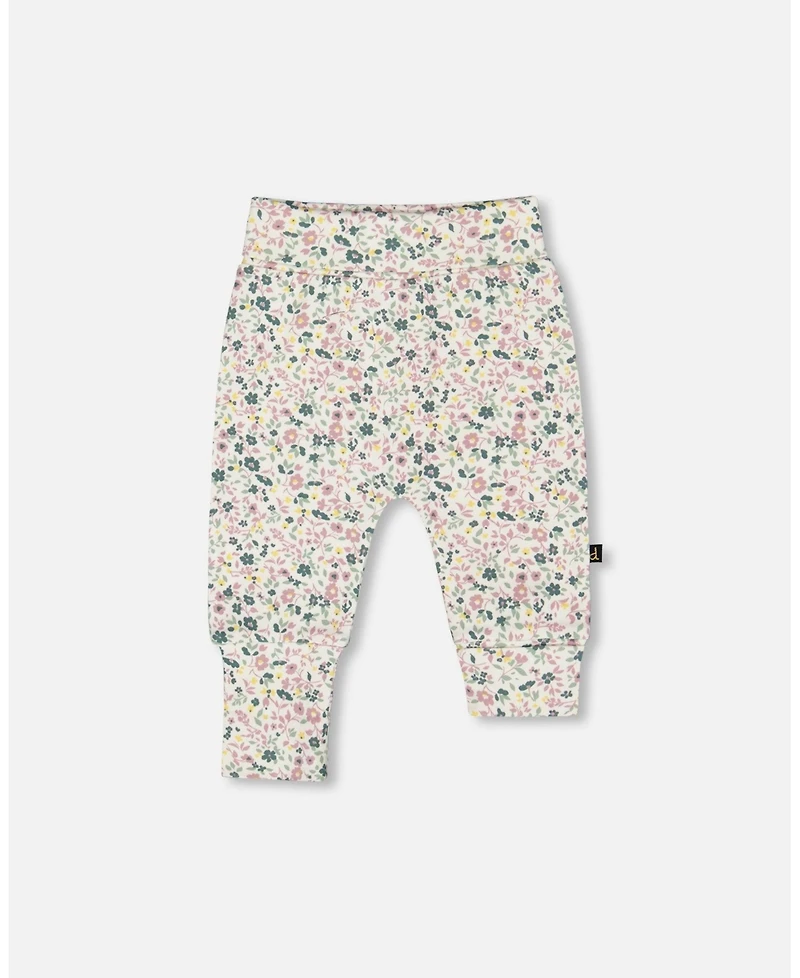 Deux par Baby Girl Cotton Evolutive Pant Off-White Floral