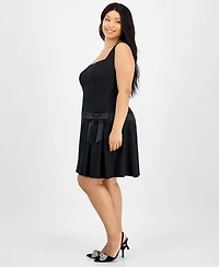 B Darlin Trendy Plus Drop-Waist Bow Mini Dress