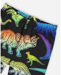 Deux par Boy Two-Piece Cotton Pajama Set Black Dinosaur Print
