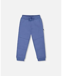 Deux par Boy Fleece Sweatpants with Articulated Knees Blue