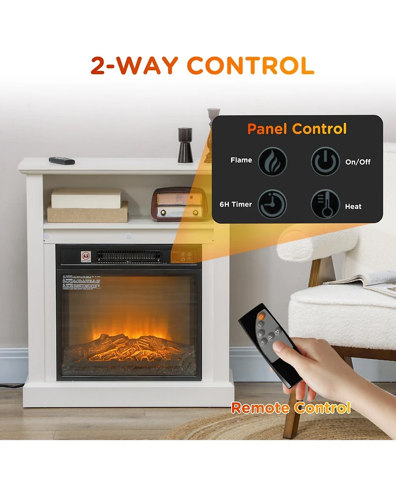 Homcom 27" Electric Fireplace Heater with Mantel & Remote Control,