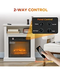 Homcom 27" Electric Fireplace Heater with Mantel & Remote Control,