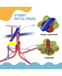 Outsunny Teeter Totter for Kids with 4 Seats for 3-8 Years,
