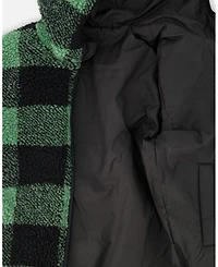 Deux par Baby Unisex Reversible Mid-Season Sherpa Jacket Teal Plaid