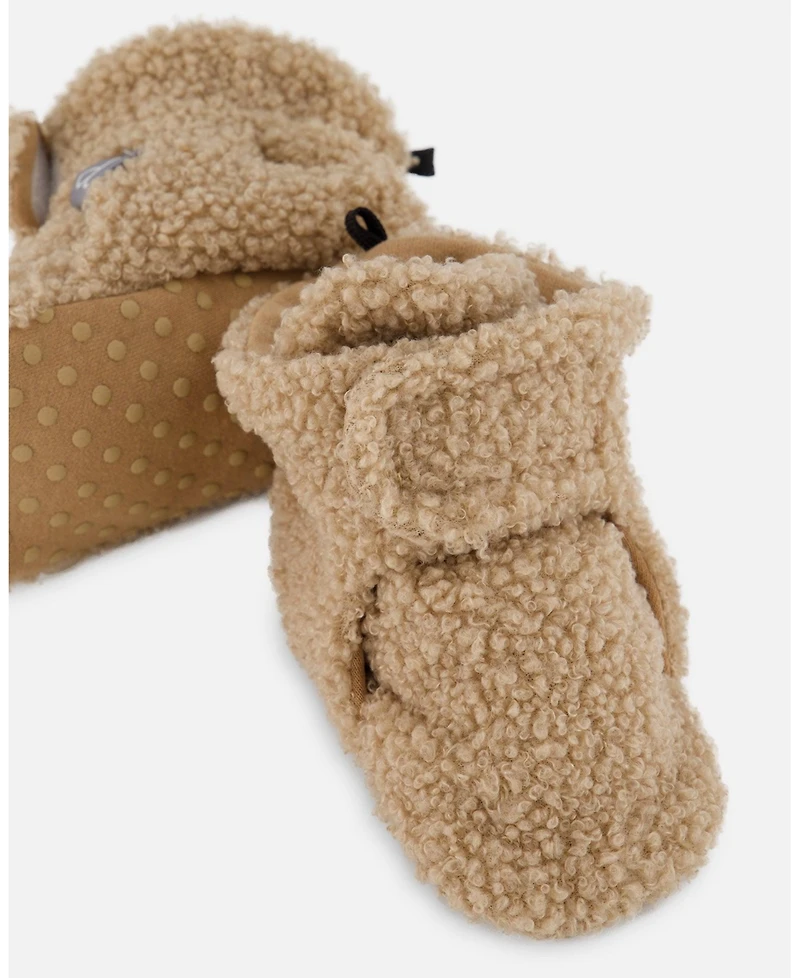 Deux par Baby Unisex Sherpa Slippers Brown