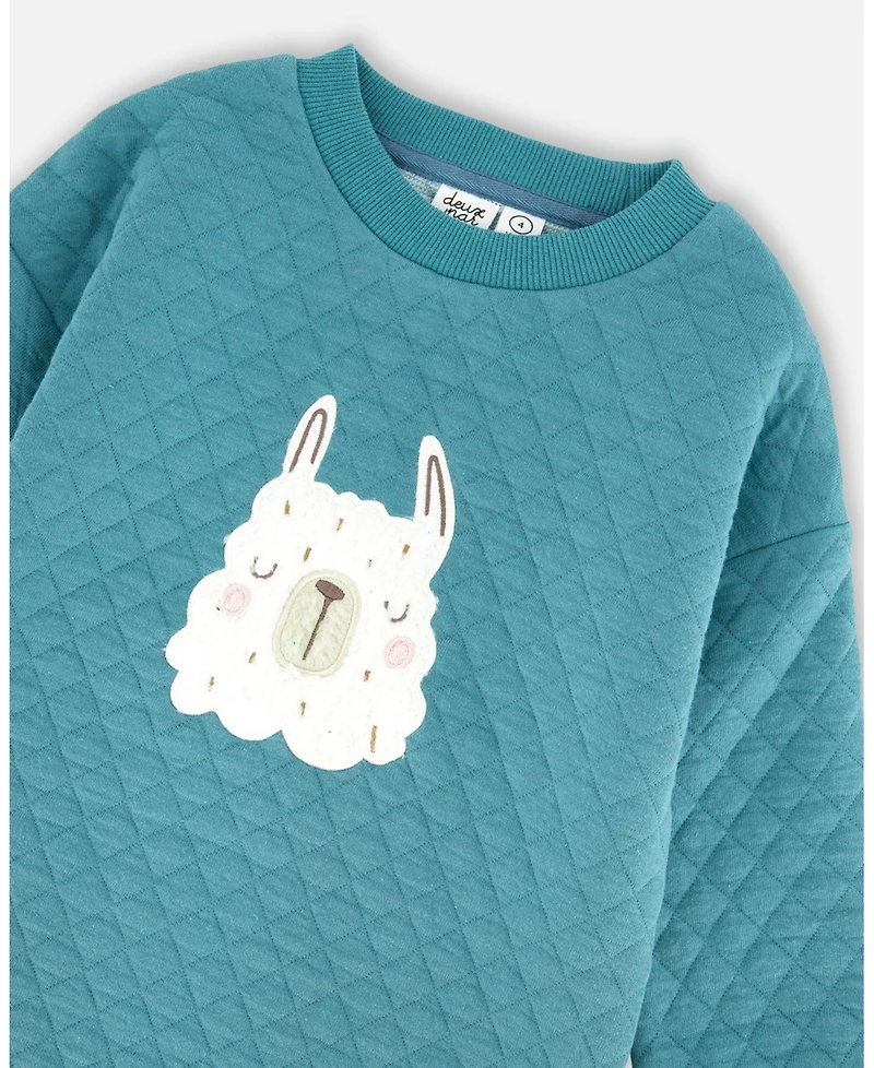 Deux par Girl Quilted Tunic Dress Turquoise Blue - Child