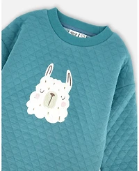 Deux par Girl Quilted Tunic Dress Turquoise Blue - Child