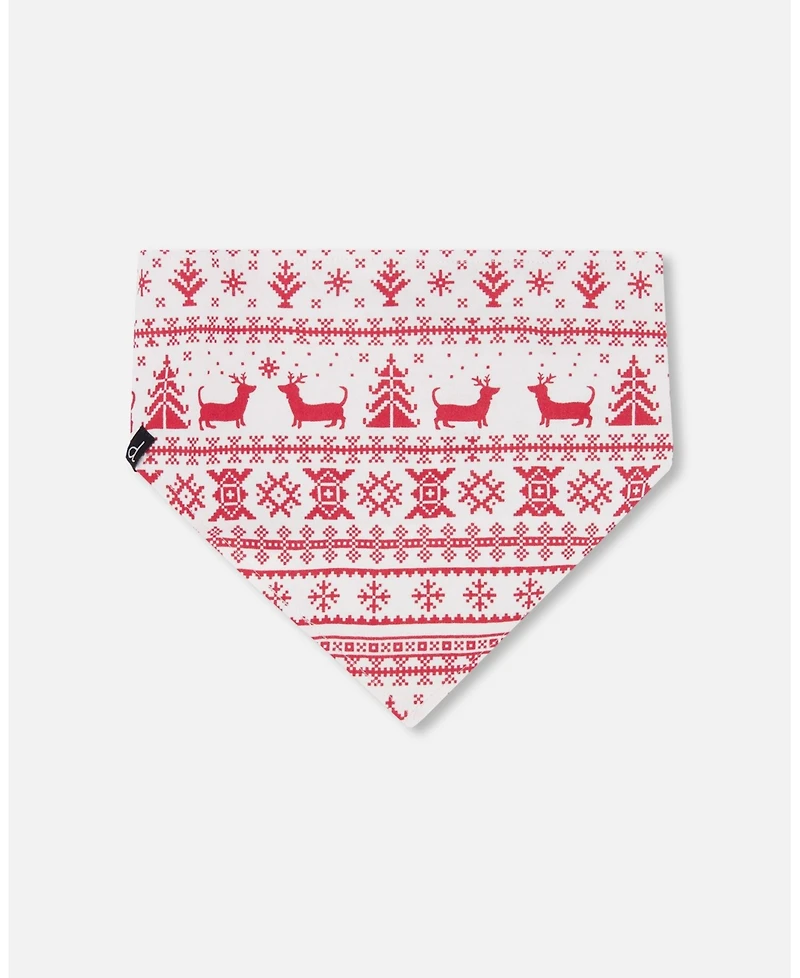 Deux par Dogs Cotton Christmas Bandana for Red and White Fairisle