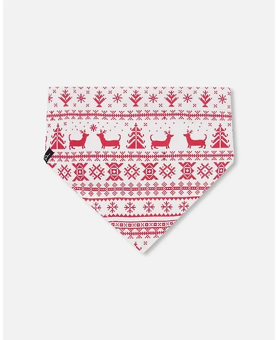 Deux par Dogs Cotton Christmas Bandana for Red and White Fairisle 