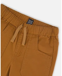Deux par Baby Boy Twill Jogger Pants with Patch Pockets Brown