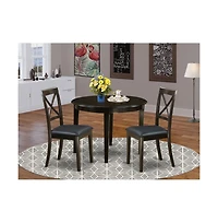 East West Furniture 3 Pc small Kitchen Table set-round Table and 2 Dining Chairs