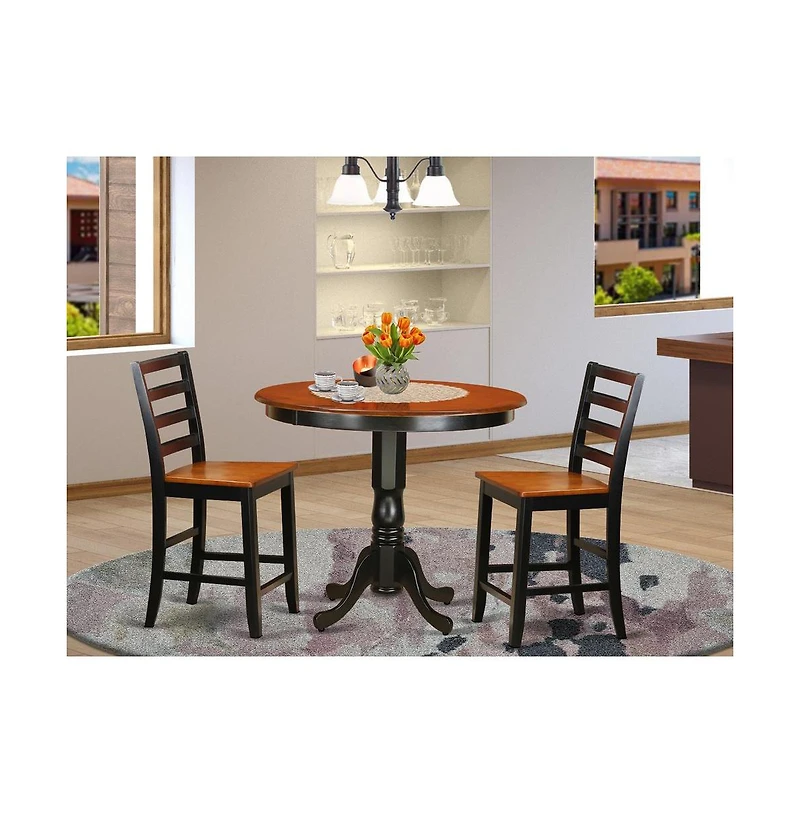 East West Furniture 3 Pc counter height Dining set - high Table and 2 Dining Chairs
