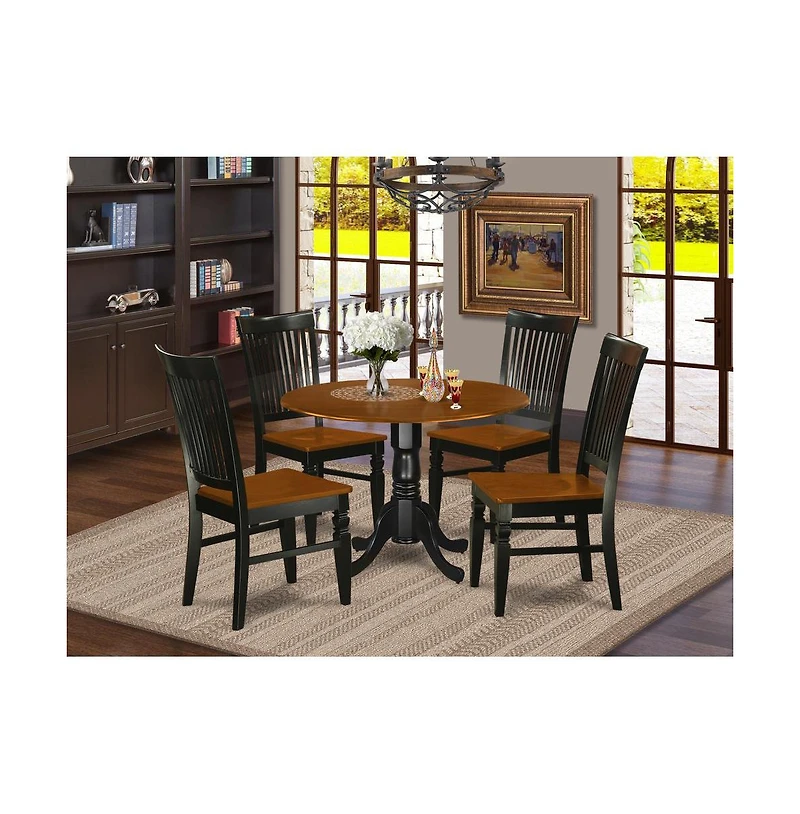 East West Furniture Dining Room Set Black & Cherry