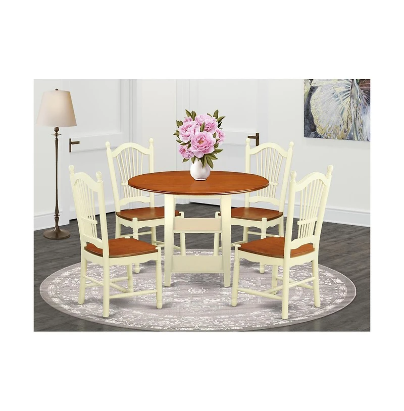East West Furniture Dining Room Set Buttermilk & Cherry