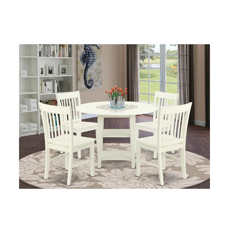 East West Furniture Dining Room Set Linen White
