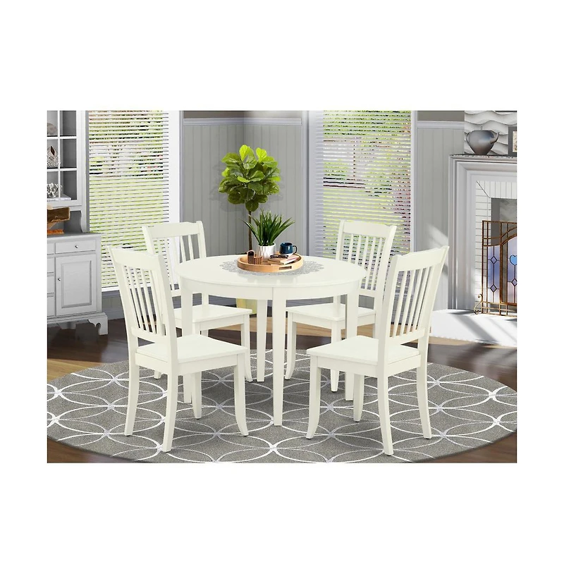 East West Furniture Dining Room Set Linen White