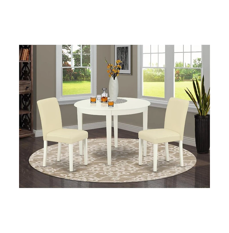 East West Furniture Dining Room Set Linen White